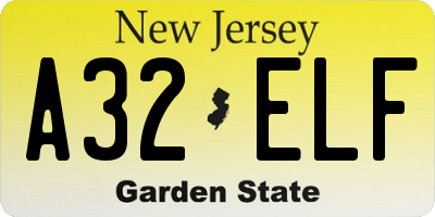NJ license plate A32ELF
