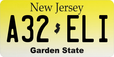 NJ license plate A32ELI