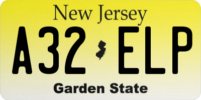NJ license plate A32ELP