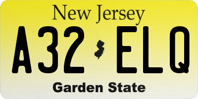 NJ license plate A32ELQ