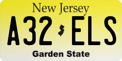 NJ license plate A32ELS