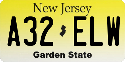 NJ license plate A32ELW