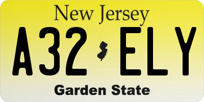 NJ license plate A32ELY