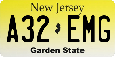 NJ license plate A32EMG