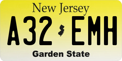 NJ license plate A32EMH