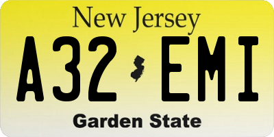 NJ license plate A32EMI