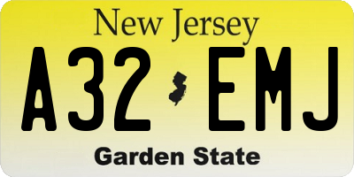 NJ license plate A32EMJ