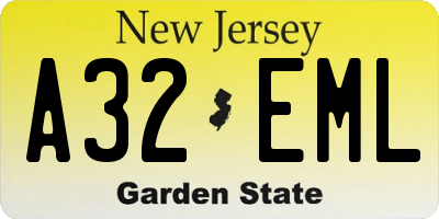 NJ license plate A32EML