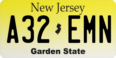 NJ license plate A32EMN