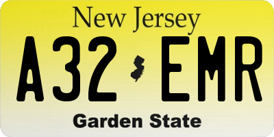 NJ license plate A32EMR