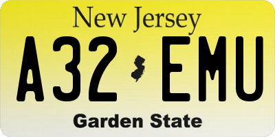 NJ license plate A32EMU