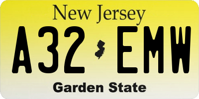 NJ license plate A32EMW
