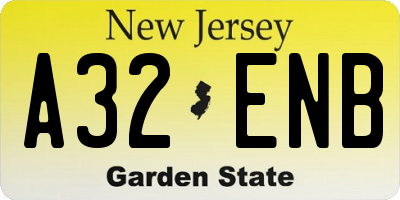 NJ license plate A32ENB