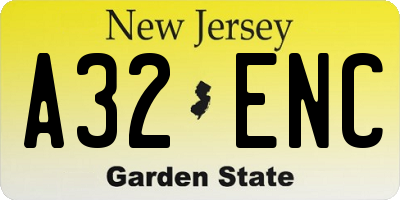 NJ license plate A32ENC
