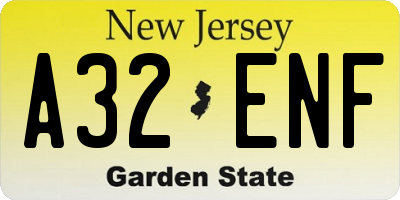 NJ license plate A32ENF