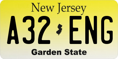 NJ license plate A32ENG