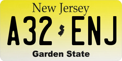 NJ license plate A32ENJ