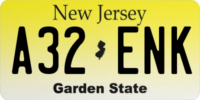 NJ license plate A32ENK