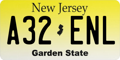 NJ license plate A32ENL