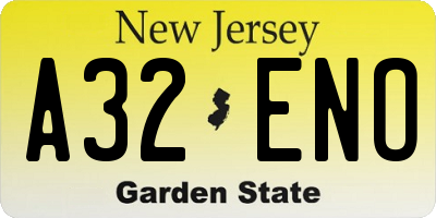NJ license plate A32ENO