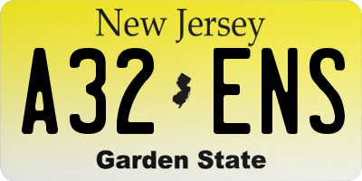 NJ license plate A32ENS