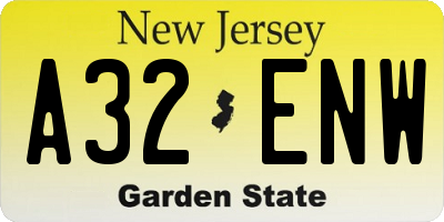 NJ license plate A32ENW