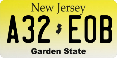 NJ license plate A32EOB