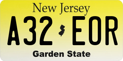 NJ license plate A32EOR
