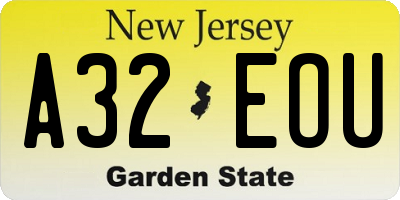 NJ license plate A32EOU