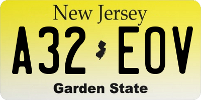 NJ license plate A32EOV