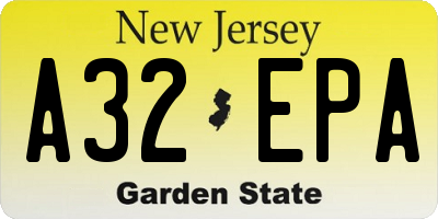 NJ license plate A32EPA