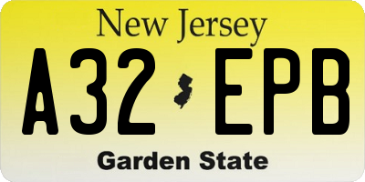 NJ license plate A32EPB