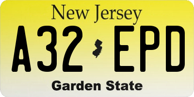 NJ license plate A32EPD