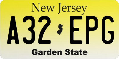 NJ license plate A32EPG