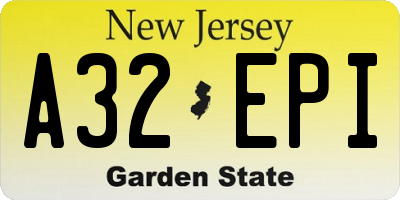 NJ license plate A32EPI
