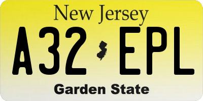 NJ license plate A32EPL