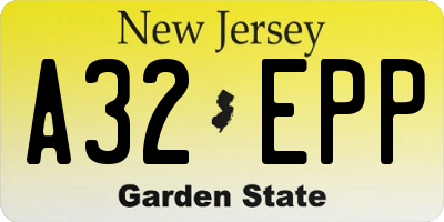 NJ license plate A32EPP