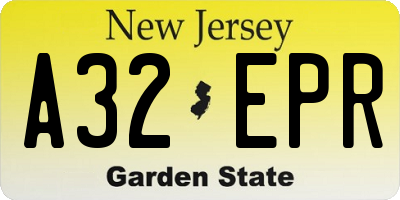 NJ license plate A32EPR