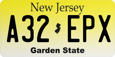 NJ license plate A32EPX