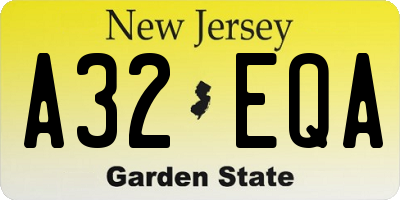 NJ license plate A32EQA