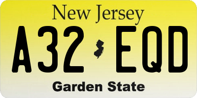 NJ license plate A32EQD