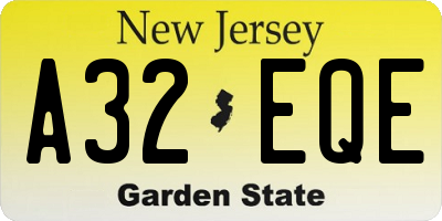 NJ license plate A32EQE