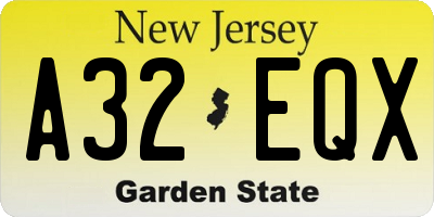 NJ license plate A32EQX