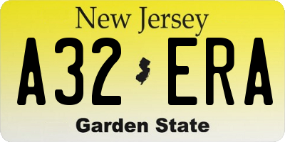 NJ license plate A32ERA
