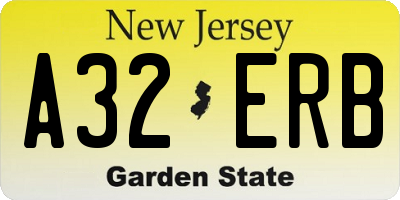 NJ license plate A32ERB