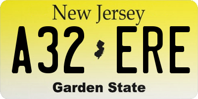 NJ license plate A32ERE