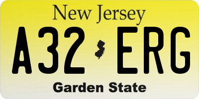 NJ license plate A32ERG