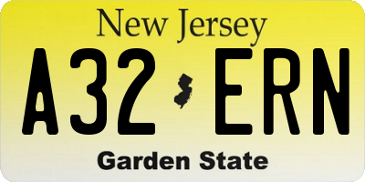 NJ license plate A32ERN