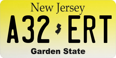 NJ license plate A32ERT