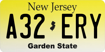 NJ license plate A32ERY